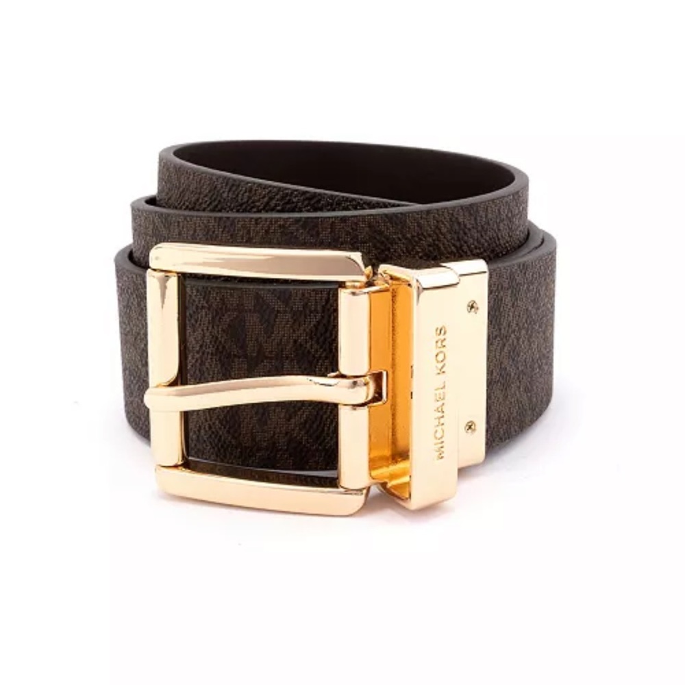 Michael Kors Dark Brown Belt with Gold Buckle